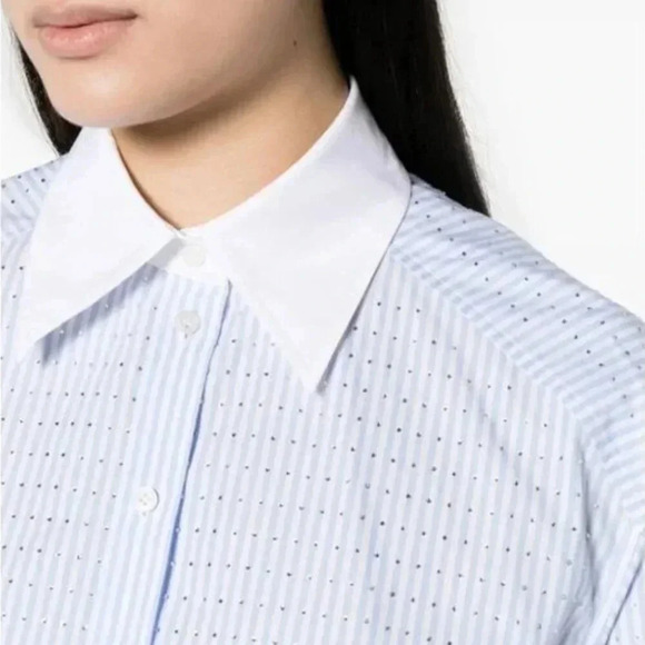 NWT Sandro Crystal-Embellished Striped Shirt - Picture 2 of 5